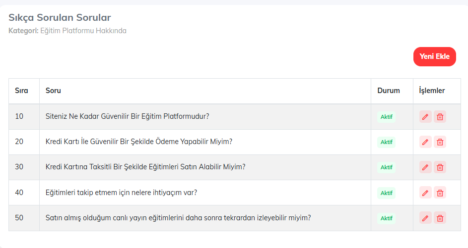 Sıkça sorulan sorular