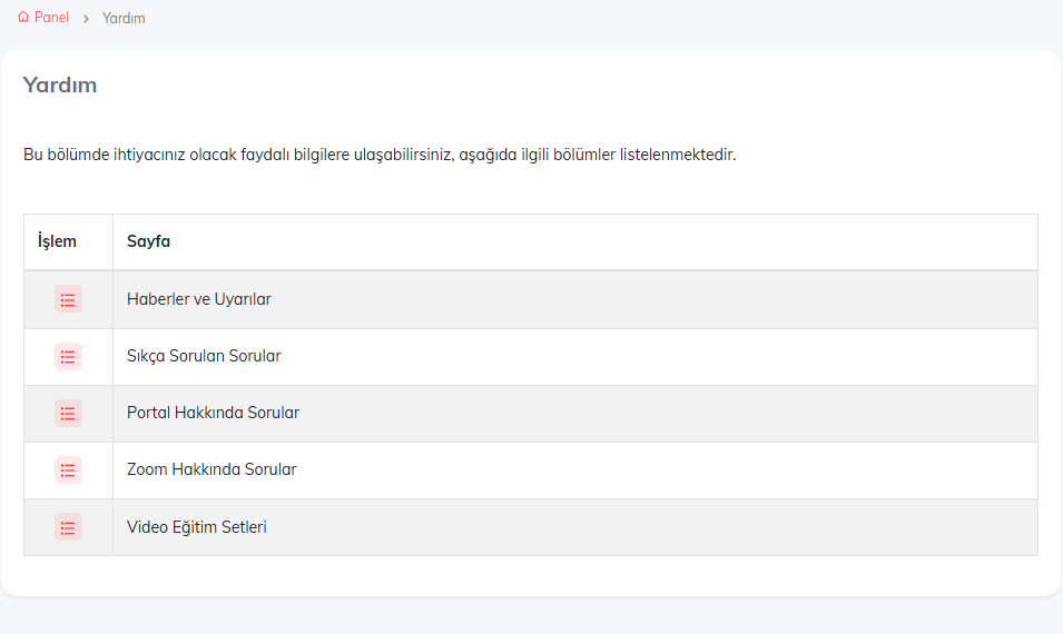 Yardım Modülü